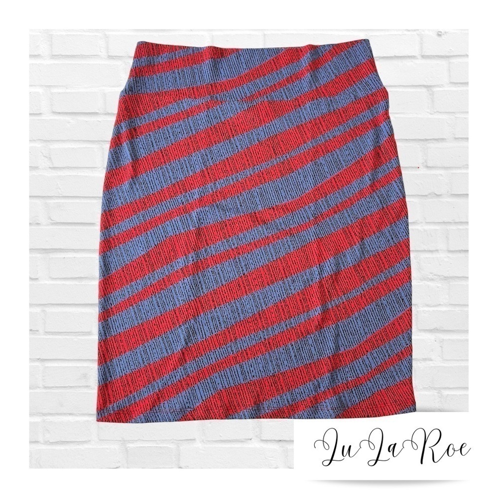 LuLaRoe Geometric Stripe Pencil Skirt Retro Bodycon 80’s style Indie Sleaze